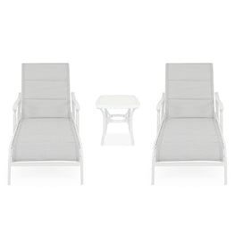 SOPHIA Set mobilier terasă/grădină, 2 șezlonguri și măsuță