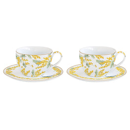 MIMOSA Set 2 cești și farfurioare, porțelan, 240ml