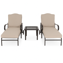 LAUREL Set mobilier terasă/gradină, 2 șezlonguri și măsuță