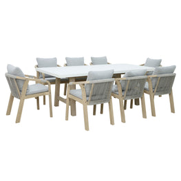 ASHEN Set mobilier terasă/grădină, 8 scaune și masă