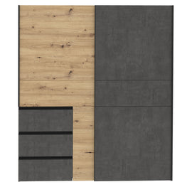 EWAN Dulap 2 uși glisante, 3 sertare