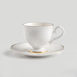 NOBLE Ceașcă și farfurioară, porțelan, 100ml