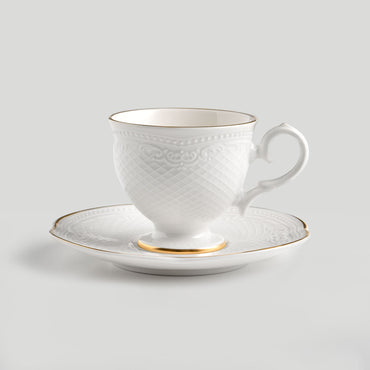NOBLE Ceașcă și farfurioară, porțelan, 100ml