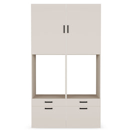 WASH&STORE Set mobilier baie, 2 dulapuri depozitat mașina spălat/uscător și 2 dulapuri suspendate