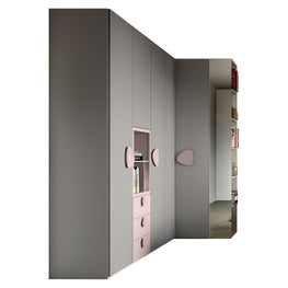 LIZZY Dulap colț copii, 5 uși, 2 nișe, 3 sertare, etajeră