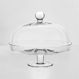 ELITE Platou cu picior și capac, sticlă, D.28cm