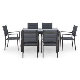 LUCCA Set mobilier terasă/grădină, 6 scaune și masă extensibilă