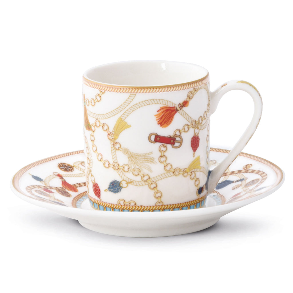 CHEVAL Set 2 cești și farfurioare, porțelan, 80ml de la Mobexpert