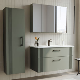 BARI Set mobilier baie, mască lavoar, lavoar, dulap suspendat, coloană