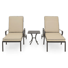 KINGSTON Set mobilier terasă/grădină, 2 șezlonguri și măsuță