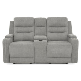 PARKER Canapea 2 locuri cu 2 reclinere electrice, încarcare wireless, consolă depozitare, stofă
