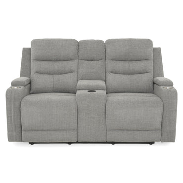 PARKER Canapea 2 locuri cu 2 reclinere electrice, încarcare wireless, consolă depozitare, stofă