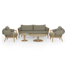 RIVERA Set mobilier terasă/grădină, 2 fotolii, canapea și 2 măsuțe