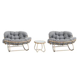 MINSK Set mobilier terasă/grădină, 2 fotolii balansoar și măsuță