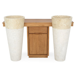 INTEGRALE Set mobilier baie, masă lavoar, top și 2 lavoare