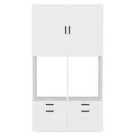 WASH&STORE Set mobilier baie, 2 dulapuri depozitat mașina spălat/uscător și 2 dulapuri suspendate