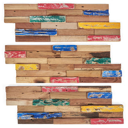 WOOD DECOR Set 10 panouri perete Vintage Coral