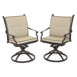 KINGSTON Set mobilier terasă/grădină, 2 scaune balansoare/rotative