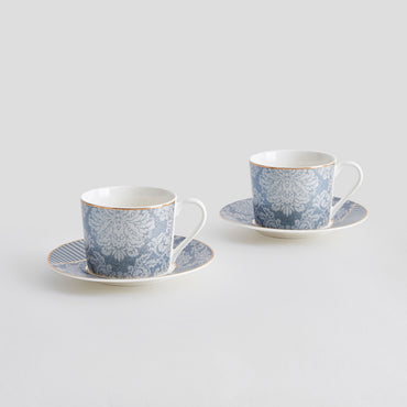 DAMASK Set 2 ceșcuțe și farfurioare, porțelan, 220ml