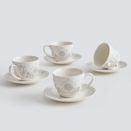 TIFFANY Set 4 cești și farfurioare, porțelan, 240ml