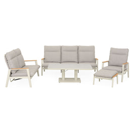 PERUGIA Set mobilier terasă/grădină, 2 fotolii, canapea, taburet și masă