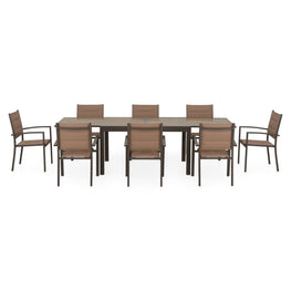 LUCCA Set mobilier terasă/grădină, 8 scaune și masă extensibilă