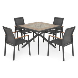 PAFOS Set mobilier terasă/grădină, masă și 4 scaune suprapozabile