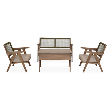PERTH Set mobilier terasă/grădină, 2 fotolii, canapea și măsuță de cafea