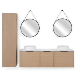 ARTEMIDE/HORIK/SANSA Set mobilier baie, mască lavoar, lavoar, top, 2 oglinzi, dulap înalt