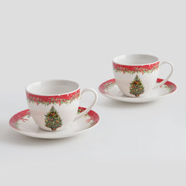 MAGIC CHRISTMAS Set 2 cești și farfurioare, porțelan, 240ml