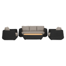 SAINT TROPEZ Set mobilier terasă/grădină, 2 fotolii, canapea și măsuță