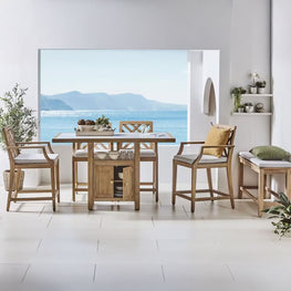 FRANCO Set mobilier terasă/grădină, 4 scaune, banchetă și masă bar