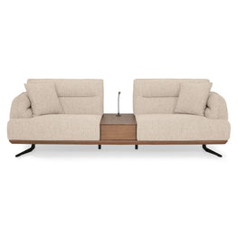 ODENSE Canapea 2 locuri, 2 perne decorative și consolă incluse, stofă