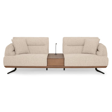 ODENSE Canapea 2 locuri, 2 perne decorative și consolă incluse, stofă