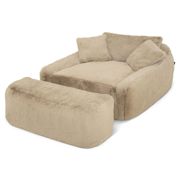 TEDDY BEAR Set pat de zi și taburet, imitație blană