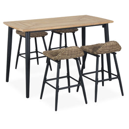 DARIO Set mobilier terasă/grădină, 4 scaune și masă bar