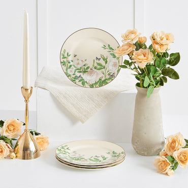 PEONY Set 4 farfurii desert, porțelan, D.19cm