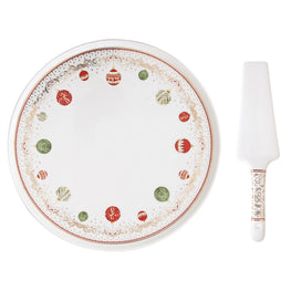CHRISTMAS EVE Set platou tort cu spatulă, porțelan, D.32cm