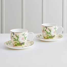 PEONY Set 2 ceșcuțe cu farfurioară, porțelan, 230ml