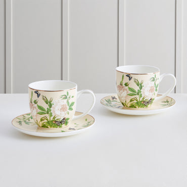 PEONY Set 2 ceșcuțe cu farfurioară, porțelan, 230ml