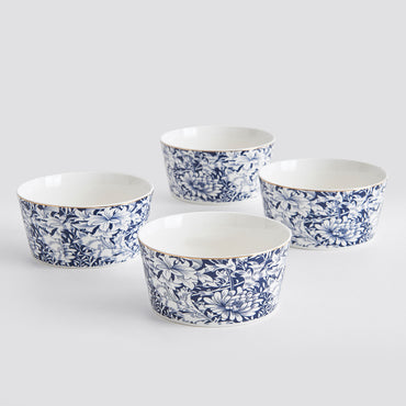 INDIGO Set 4 boluri, porțelan, D.14cm