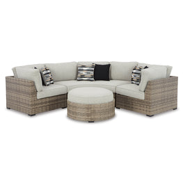 CALWORTH Set mobilier terasă/grădină, canapea, 2 elemente colț și taburet