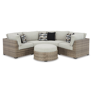 CALWORTH Set mobilier terasă/grădină, canapea, 2 elemente colț și taburet