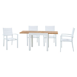 DRESDEN Set mobilier terasă/grădină, 4 scaune și masă extensibilă