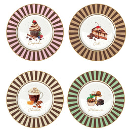 SWEET MOMENTS Set 4 farfurii desert, porțelan, D.19cm