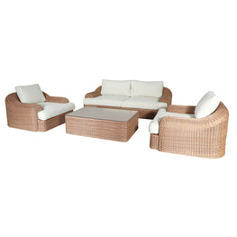 LARGO Set mobiliet terasă/grădină, 2 fotolii, canapea și măsuță cafea