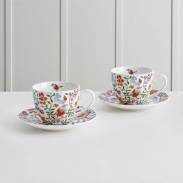 BOTANICAL Set 2 ceșcuțe și farfurioare, porțelan, 260ml