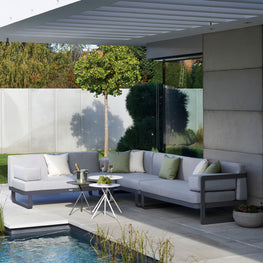 VERONA Set mobilier terasă/grădină, colțar 3 piese și 3 măsuțe cafea