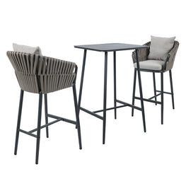 NICOSIA Set mobilier terasă/grădină, 2 scaune bar și masă