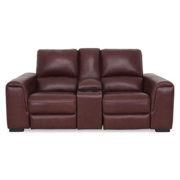 LISMORE Canapea 2 locuri, reclinere electrice și consolă, piele
